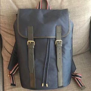NEW J Crew Oar Stripe Backpack Navy Blue Red